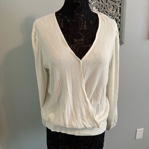 Max Studio XL cream wrap top